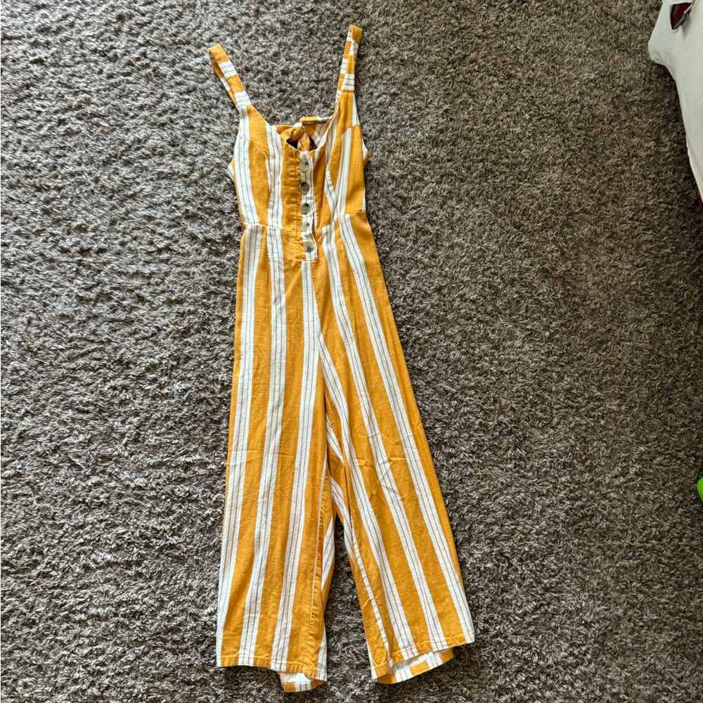 Size S Yellow Striped Jumpsuit